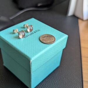 Tiffany & Co. Rose Quartz Stud Earrings with Silver Floral Backs